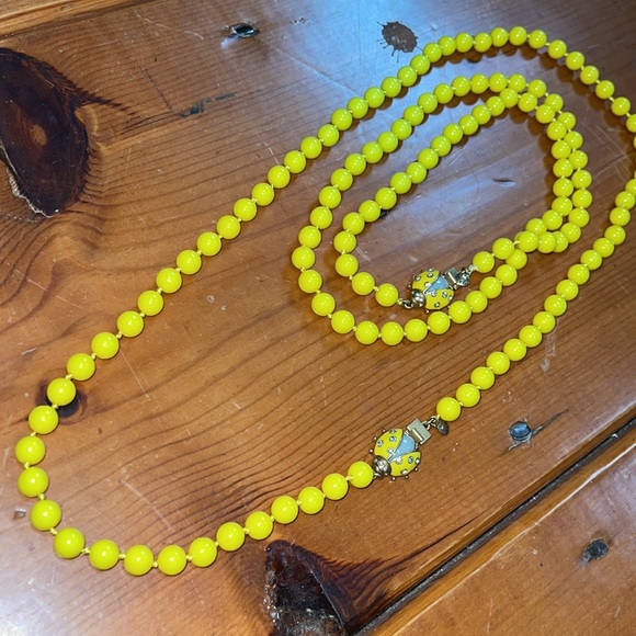 JCrew yellow beaded necklaces (2) with ladybug clasp - Picture 8 of 12